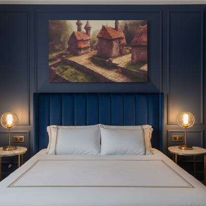 Vibrant Essence of Old Village Canvas #08