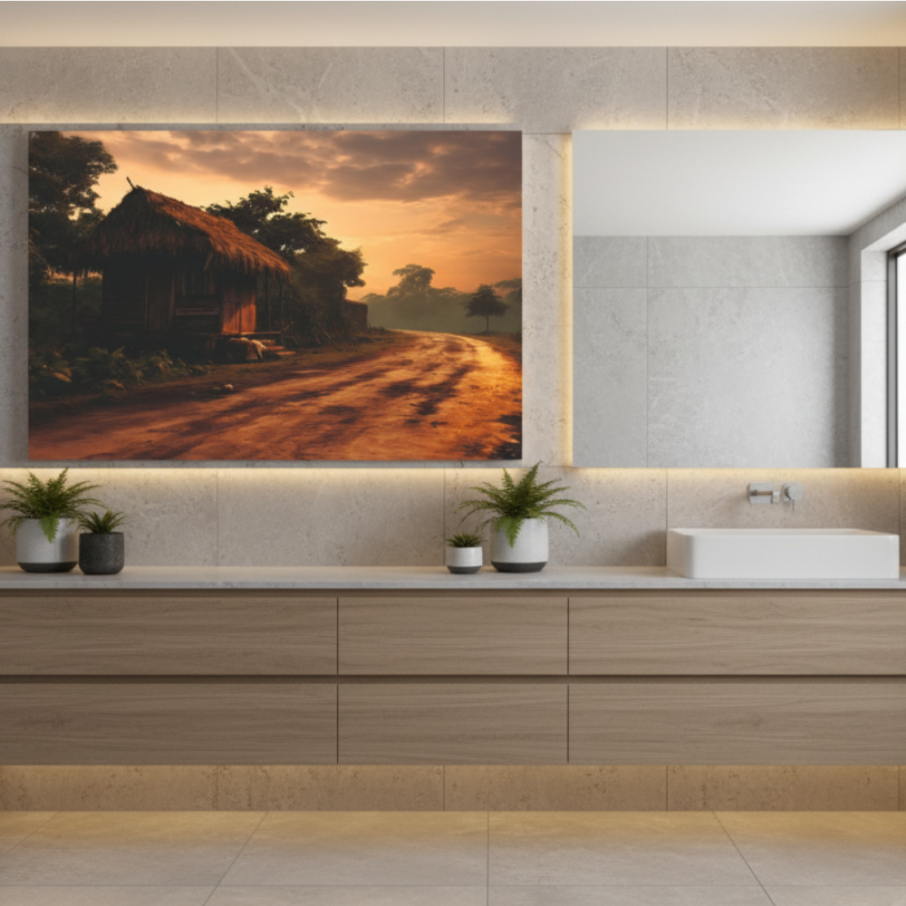 Vibrant Essence of Old Village Canvas #06