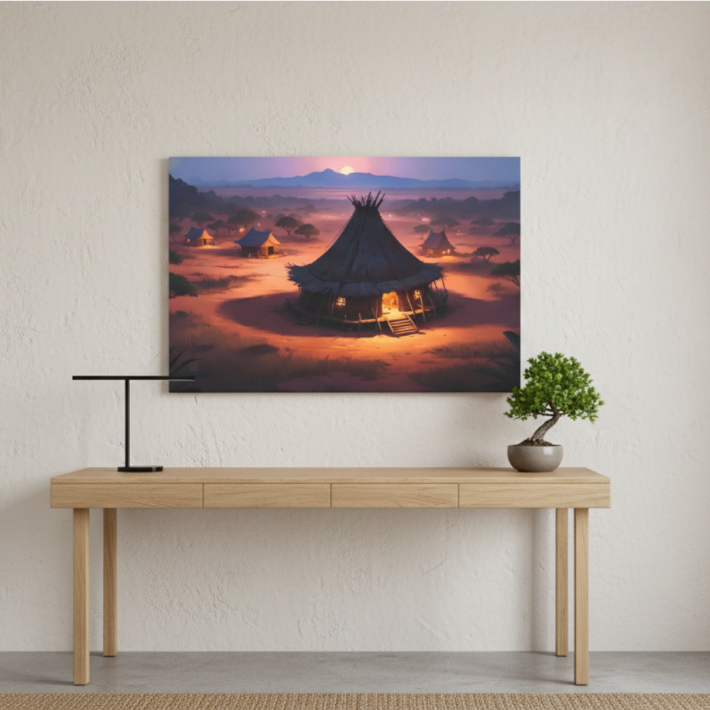 Vibrant Essence of Old Village Canvas #21