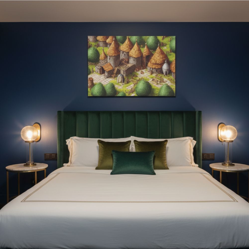 Vibrant Essence of Old Village Canvas #07