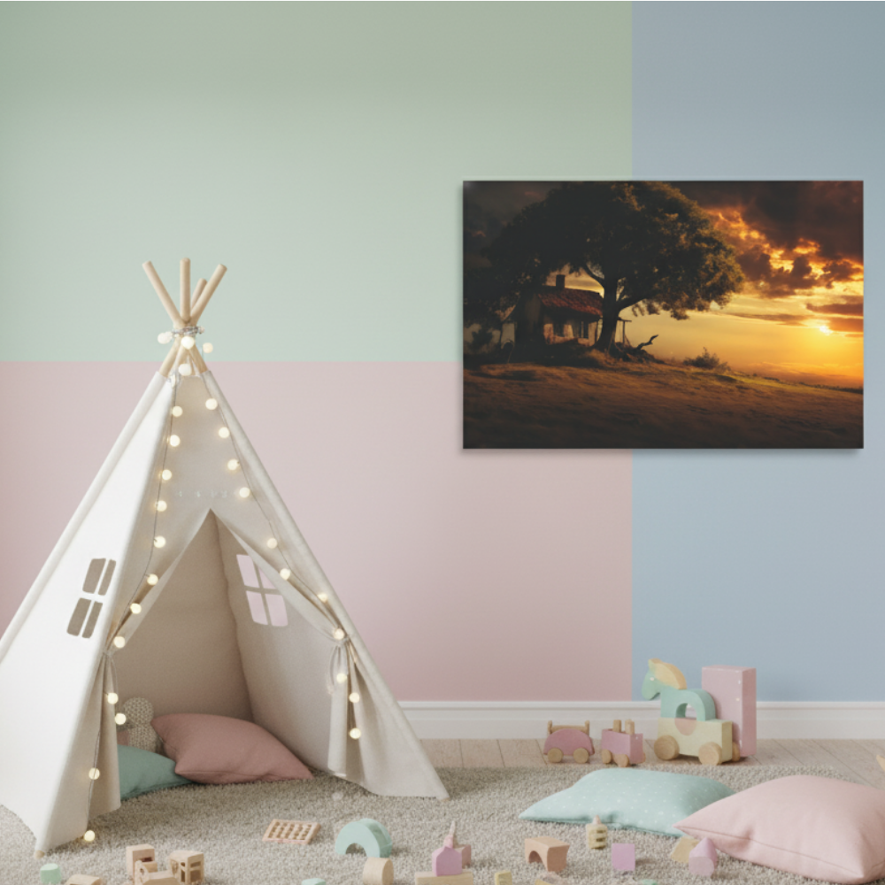 Vibrant Essence of Old Village Canvas #16