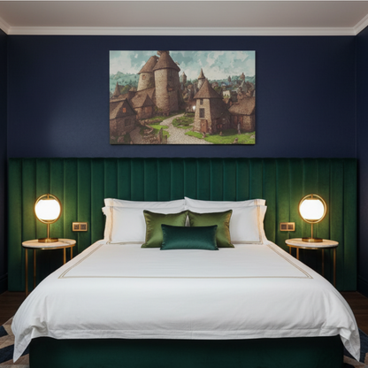 Vibrant Essence of Old Village Canvas #19