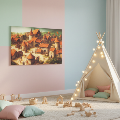 Vibrant Essence of Old Village Canvas #01