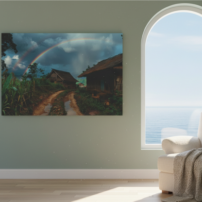 Vibrant Essence of Old Village Canvas #13