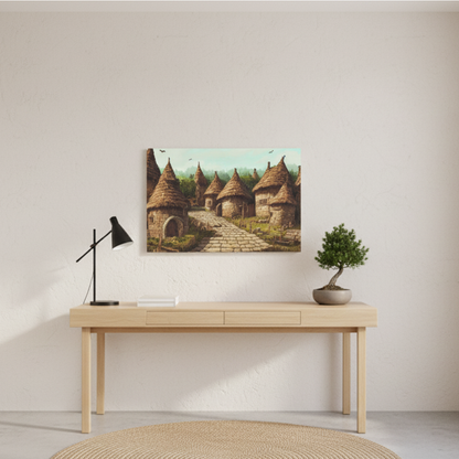 Vibrant Essence of Old Village Canvas #20