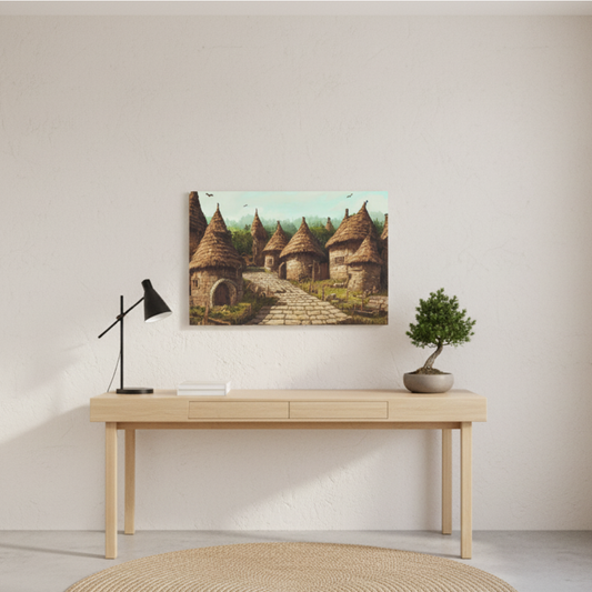 Vibrant Essence of Old Village Canvas #20