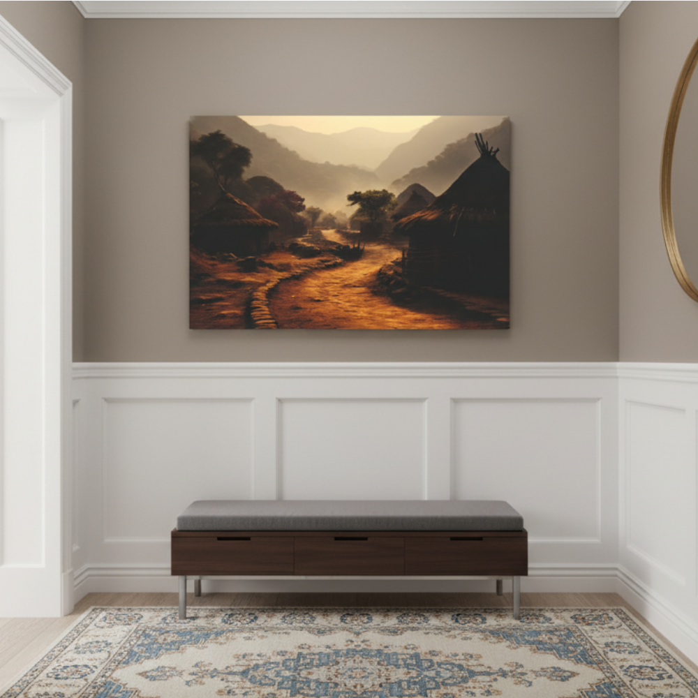 Vibrant Essence of Old Village Canvas #23