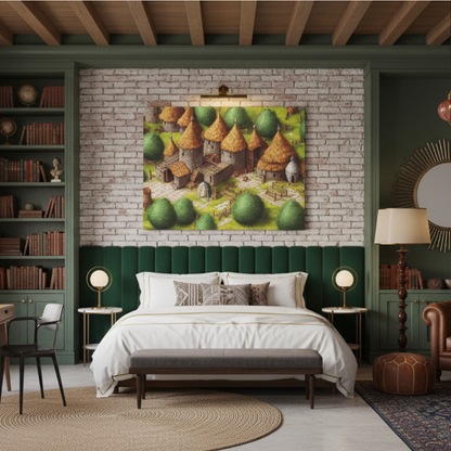 Vibrant Essence of Old Village Canvas #08