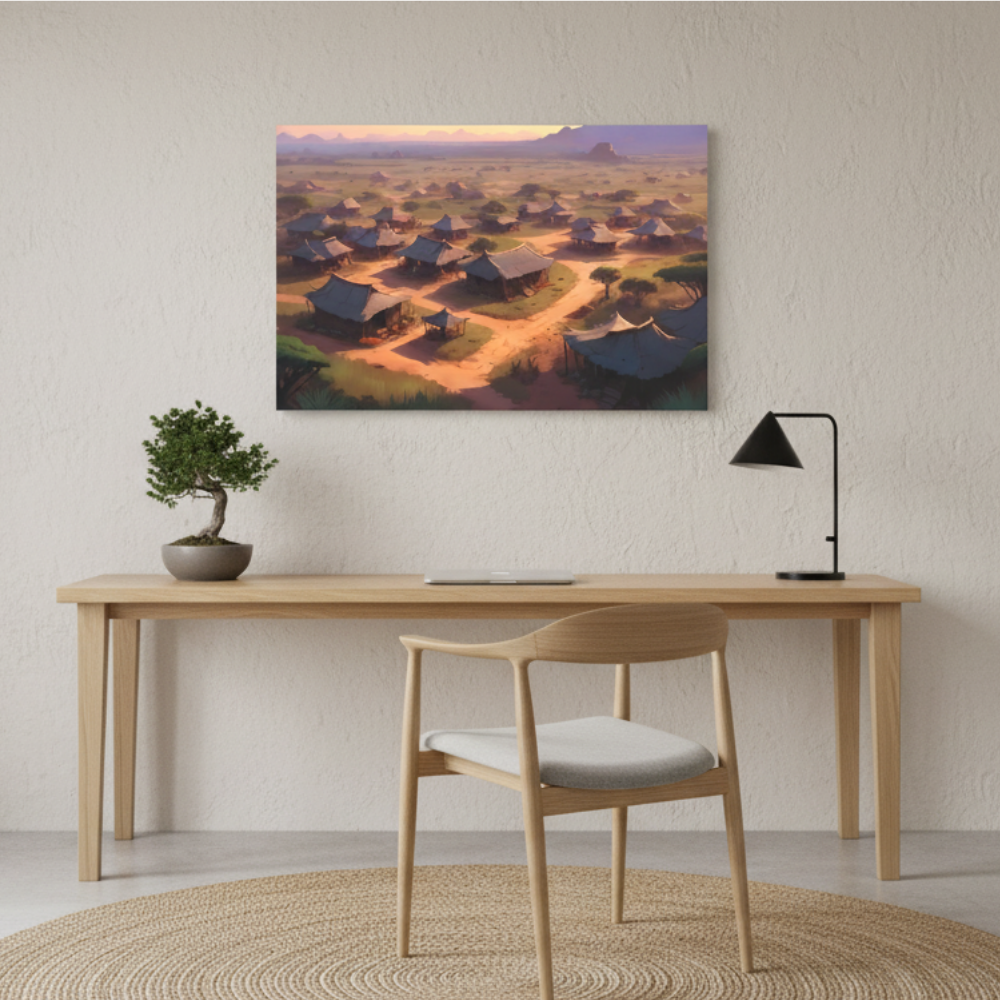 Vibrant Essence of Old Village Canvas #09