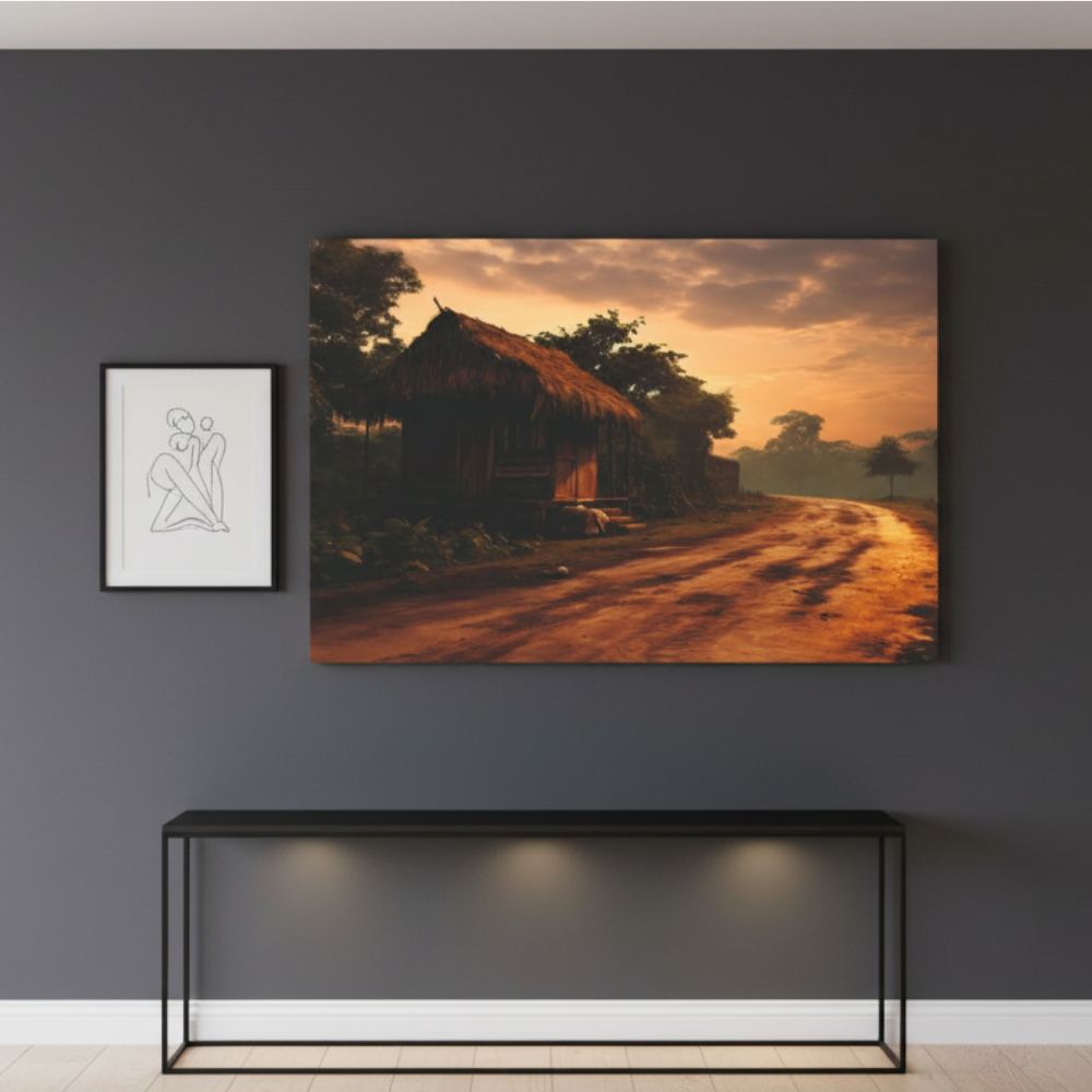 Vibrant Essence of Old Village Canvas #06