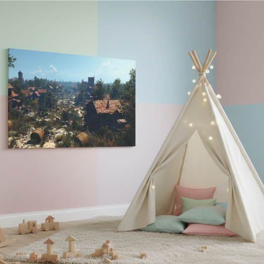 Vibrant Essence of Old Village Canvas #14