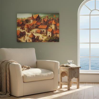 Vibrant Essence of Old Village Canvas #01