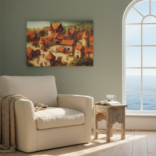 Vibrant Essence of Old Village Canvas #01