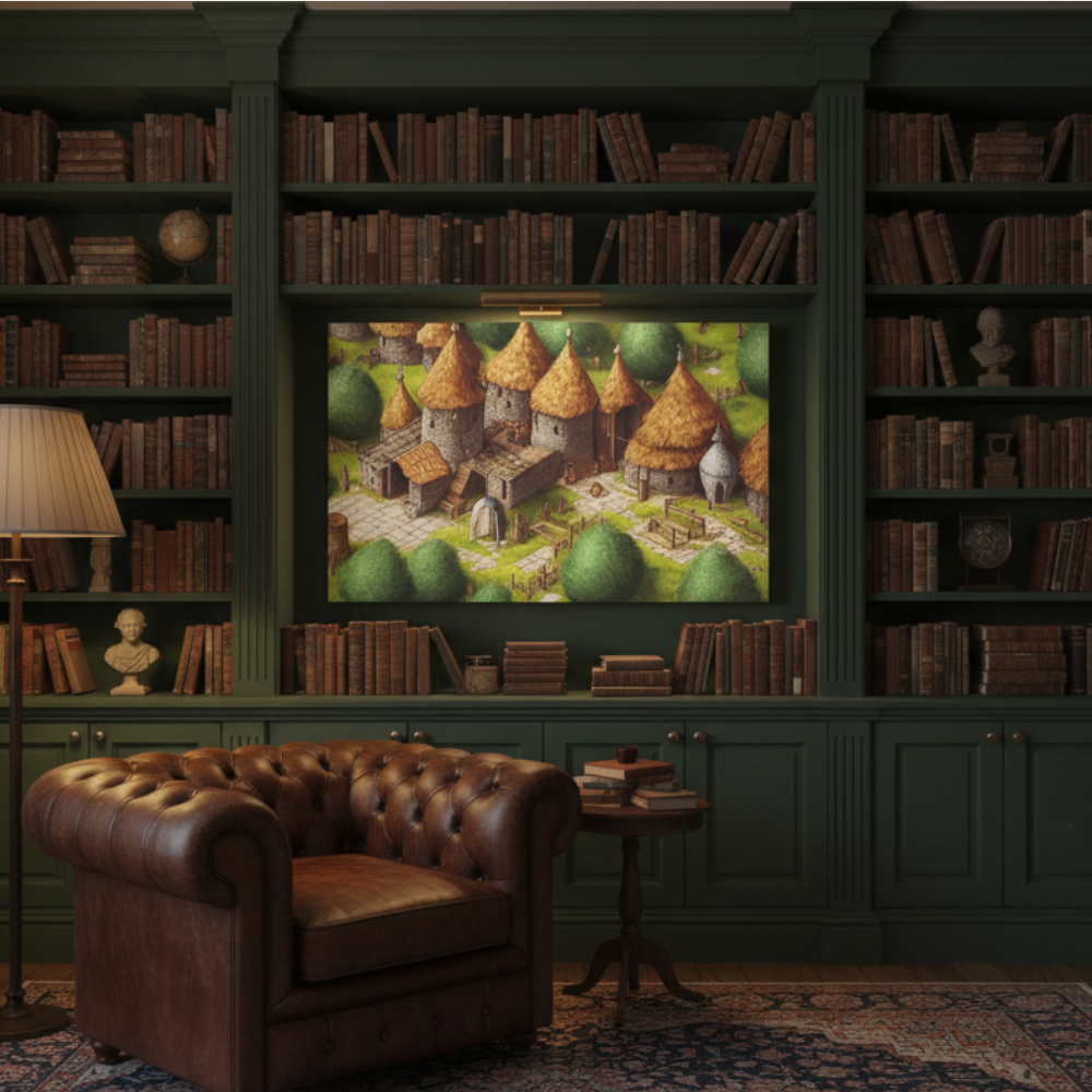 Vibrant Essence of Old Village Canvas #07