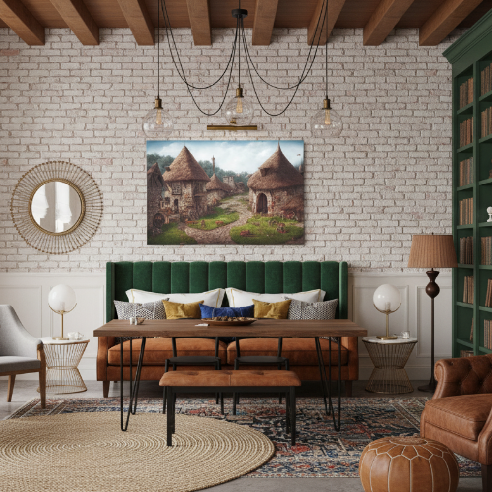 Vibrant Essence of Old Village Canvas #22