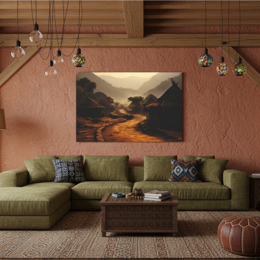 Vibrant Essence of Old Village Canvas #23