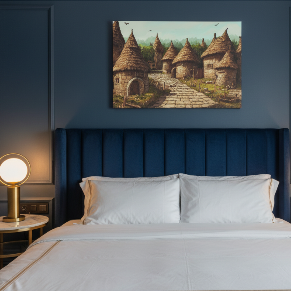 Vibrant Essence of Old Village Canvas #20