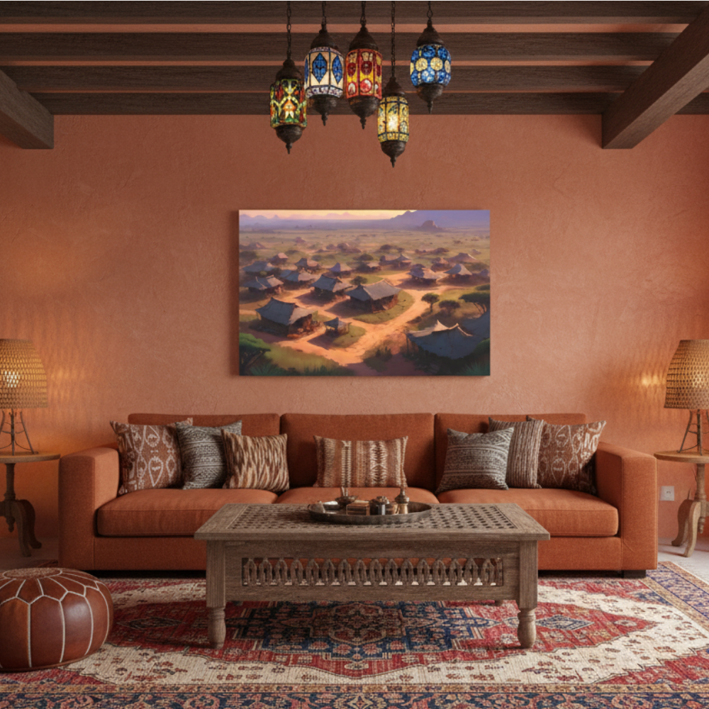 Vibrant Essence of Old Village Canvas #09