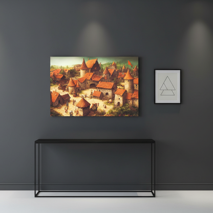 Vibrant Essence of Old Village Canvas #01