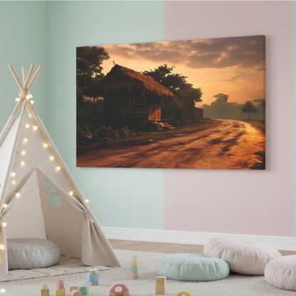 Vibrant Essence of Old Village Canvas #06