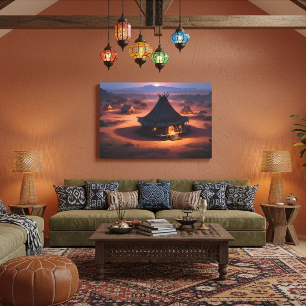 Vibrant Essence of Old Village Canvas #21