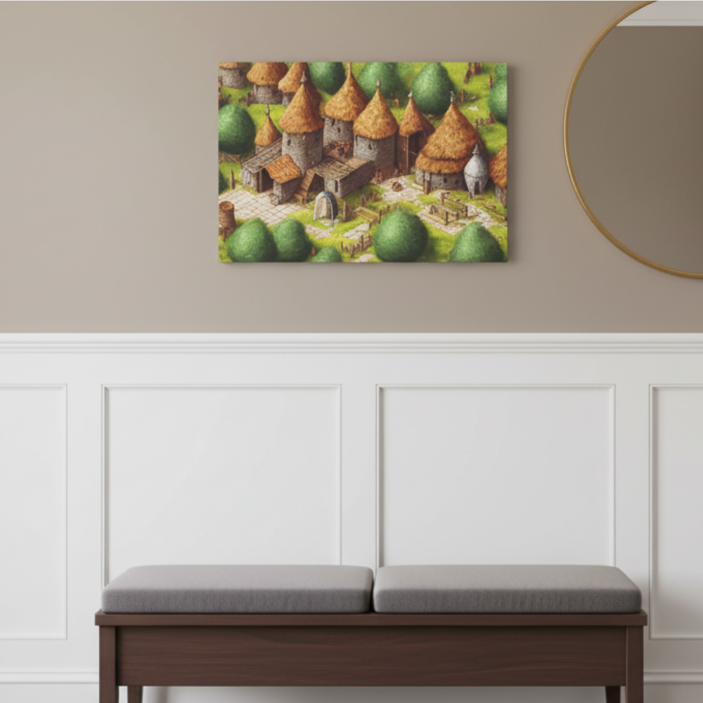 Vibrant Essence of Old Village Canvas #07