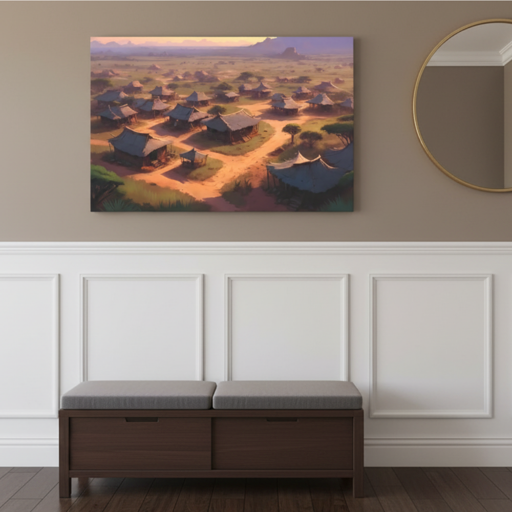 Vibrant Essence of Old Village Canvas #09