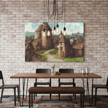 Vibrant Essence of Old Village Canvas #19