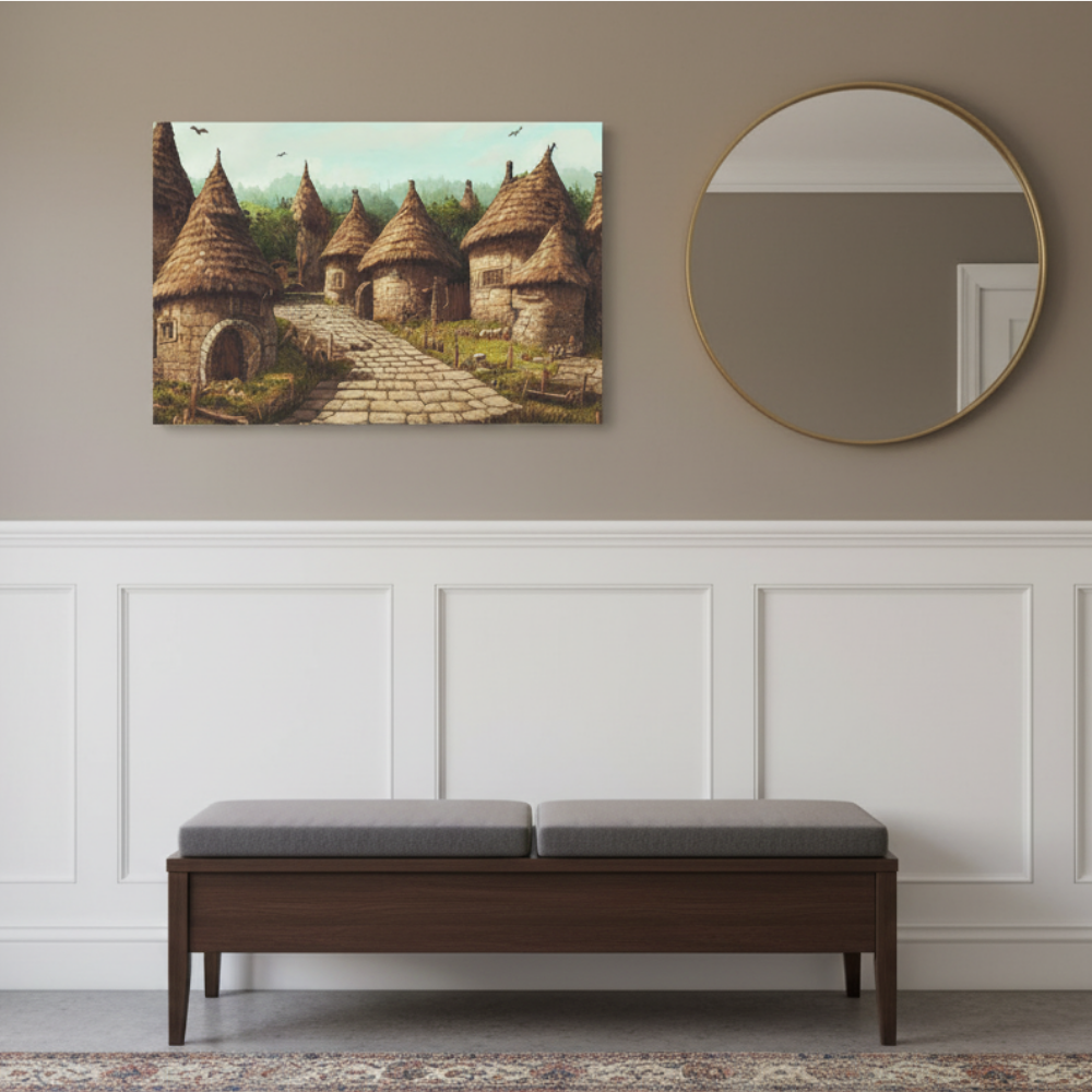 Vibrant Essence of Old Village Canvas #20