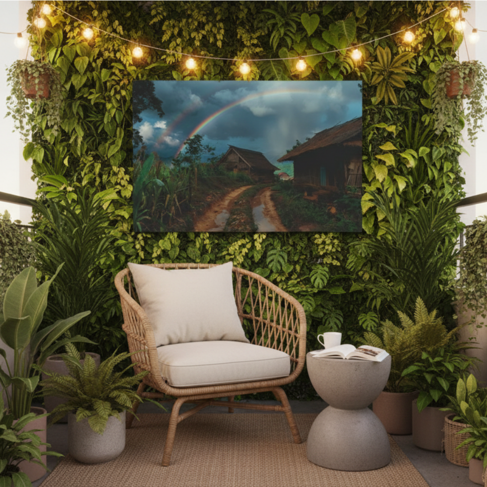 Vibrant Essence of Old Village Canvas #13