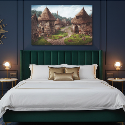 Vibrant Essence of Old Village Canvas #22