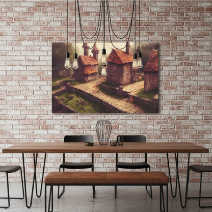 Vibrant Essence of Old Village Canvas #08