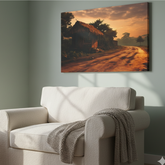 Vibrant Essence of Old Village Canvas #06