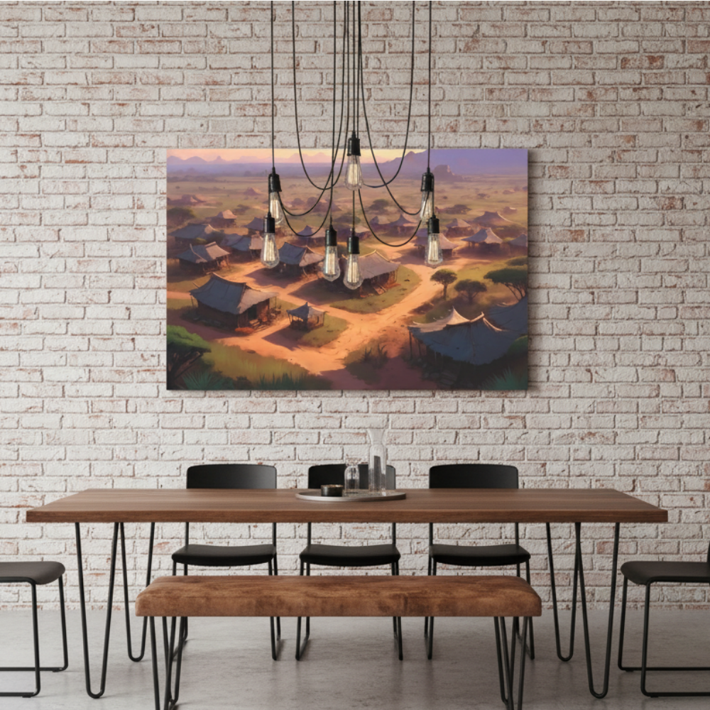 Vibrant Essence of Old Village Canvas #09