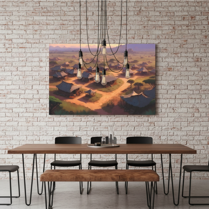 Vibrant Essence of Old Village Canvas #09