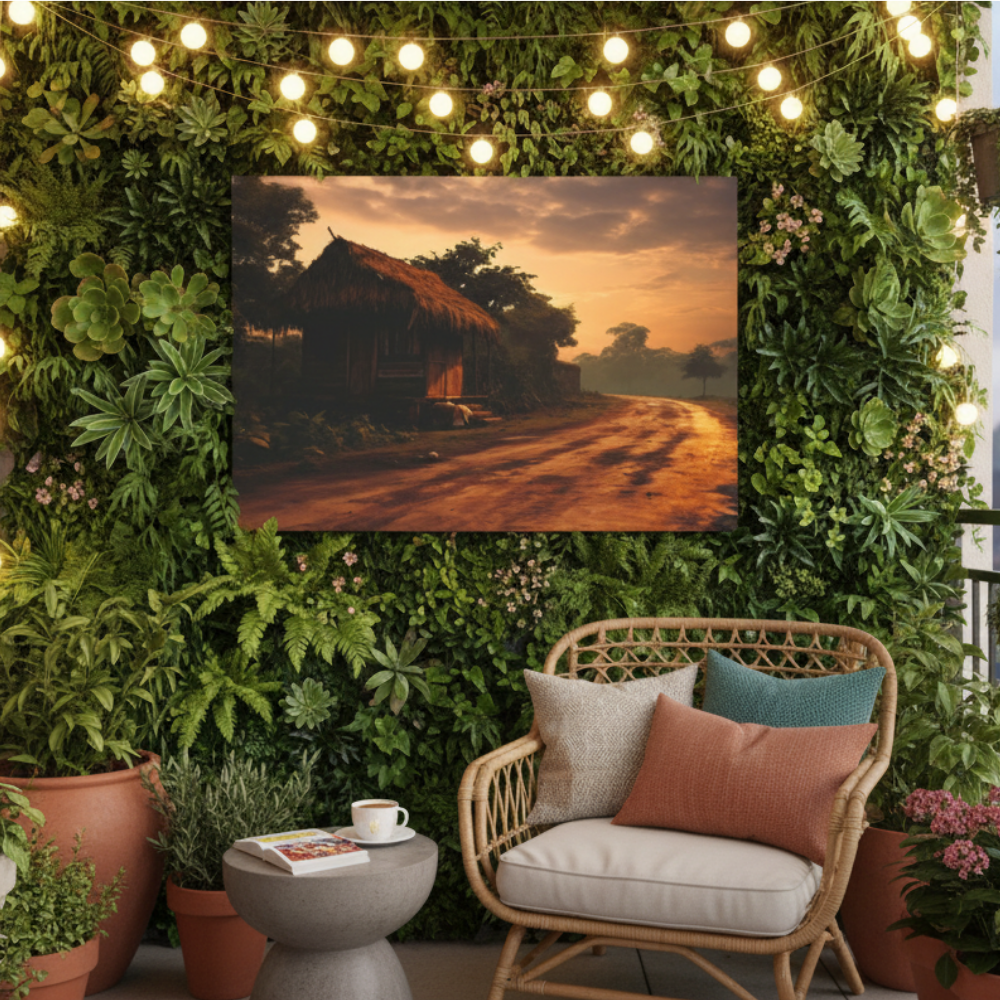 Vibrant Essence of Old Village Canvas #06