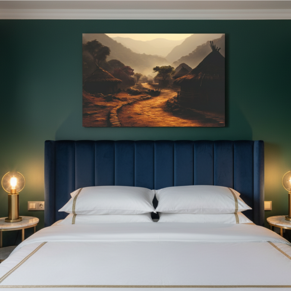 Vibrant Essence of Old Village Canvas #23