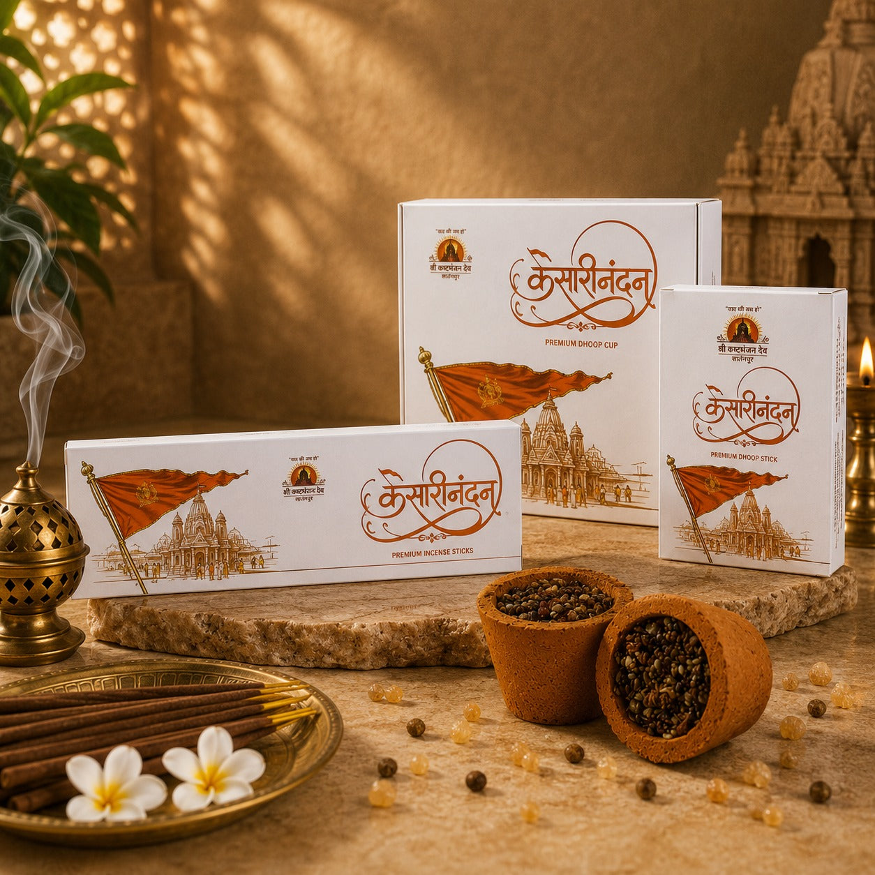 Kesari Nandan Complete Pooja Fragrance Combo | Incense Stick + Dhoop Stick + Dhoop Cup
