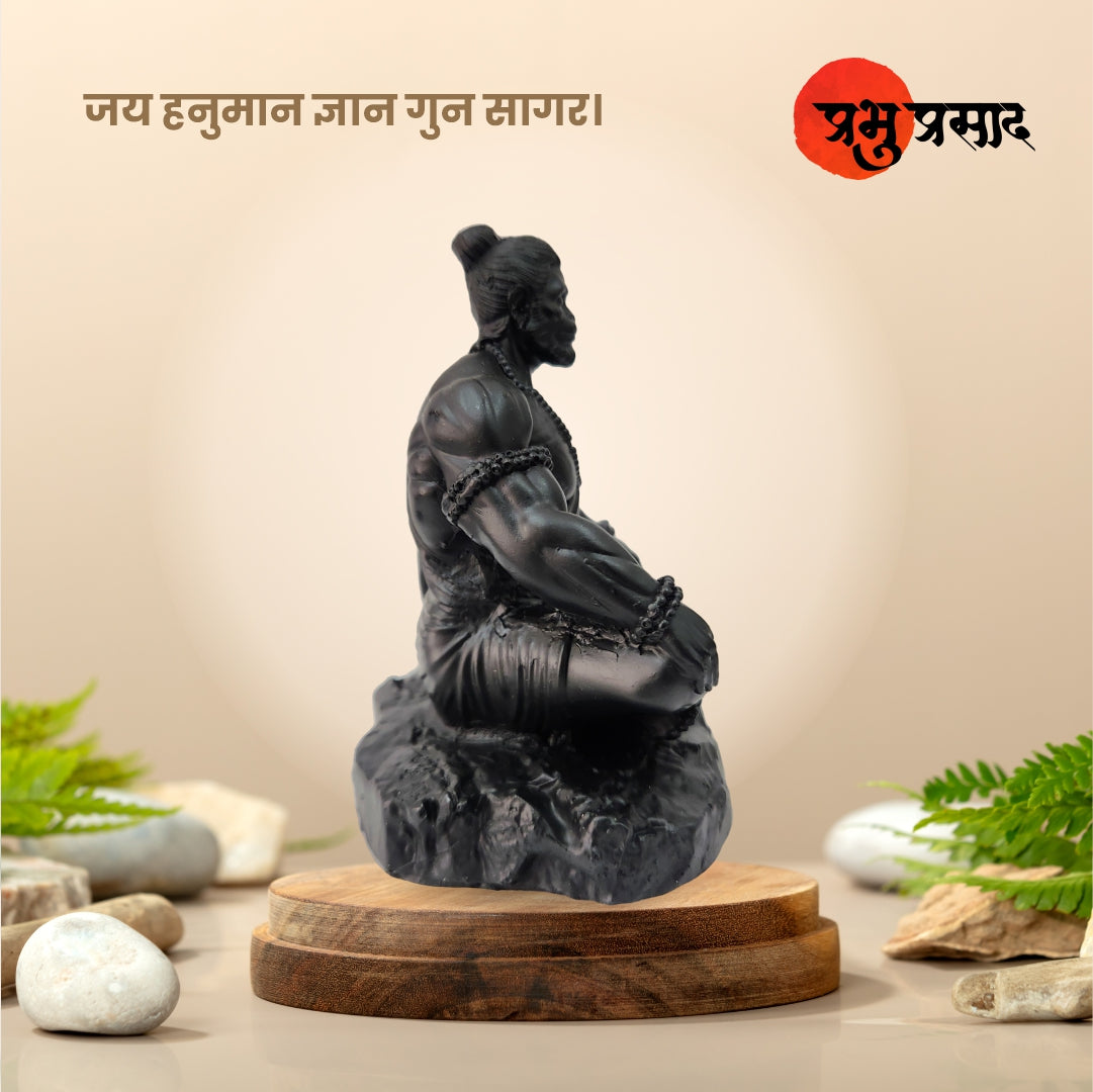 Meditating Hanuman Ji Murti - Bajrangbali Best Idol for Car Dashboard - PolyMarble Washable Material (4 inch)