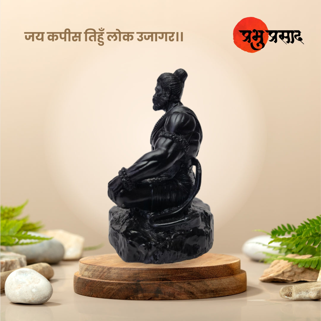 Meditating Hanuman Ji Murti - Bajrangbali Best Idol for Car Dashboard - PolyMarble Washable Material (4 inch)