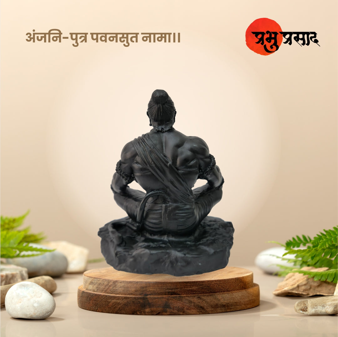 Meditating Hanuman Ji Murti - Bajrangbali Best Idol for Car Dashboard - PolyMarble Washable Material (4 inch)