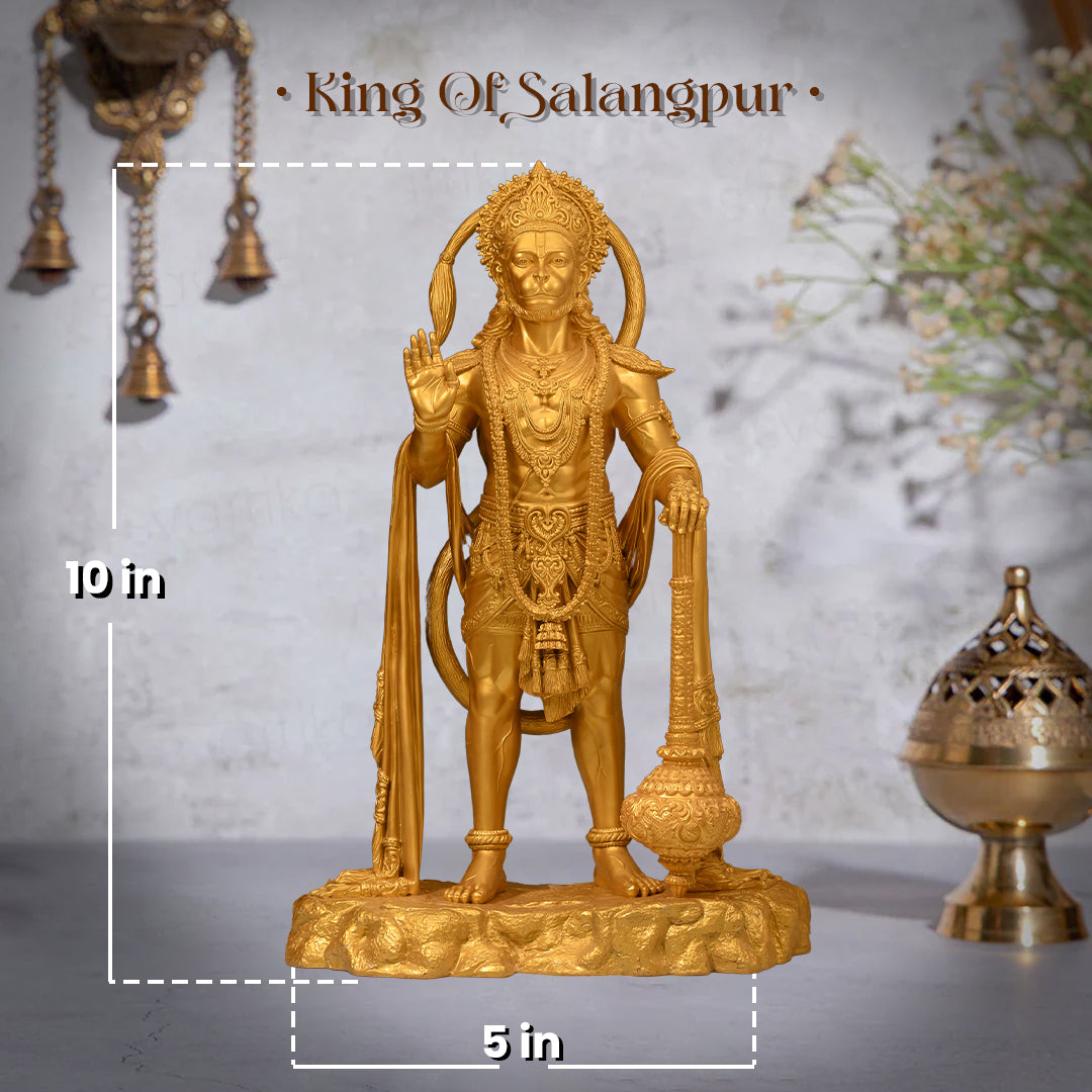 King of Salangpur - Hanumanji Idol (10-inch, Gold Polyresin)