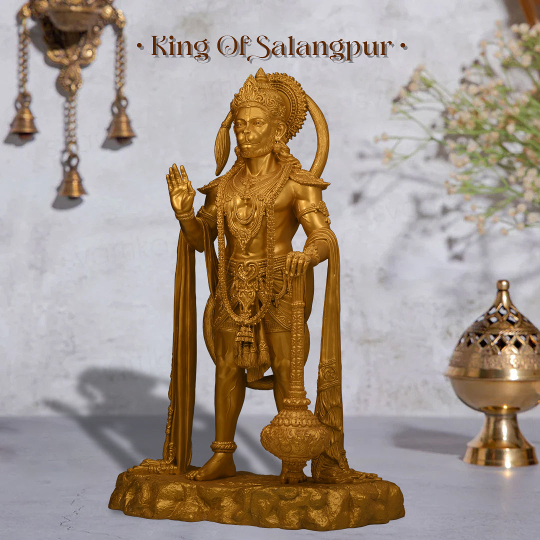 King of Salangpur - Hanumanji Idol (10-inch, Gold Polyresin)