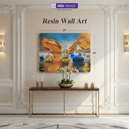 Surreal Fantasy Seascape Canvas Wall Art - Golden Ship With Giant Butterfly Wings And Floating Orbs