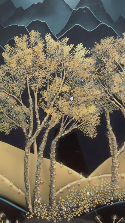 Premium Resin Landscape Wall Art | Crystal Embellished | 2×3 ft | Indi Trends