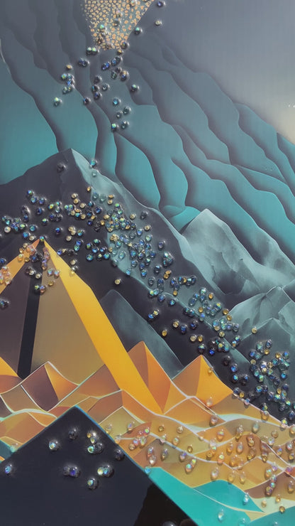 Moonlit Mountain Resin Wall Art | 2×3 ft Premium Handcrafted Landscape Decor | Indi Trends